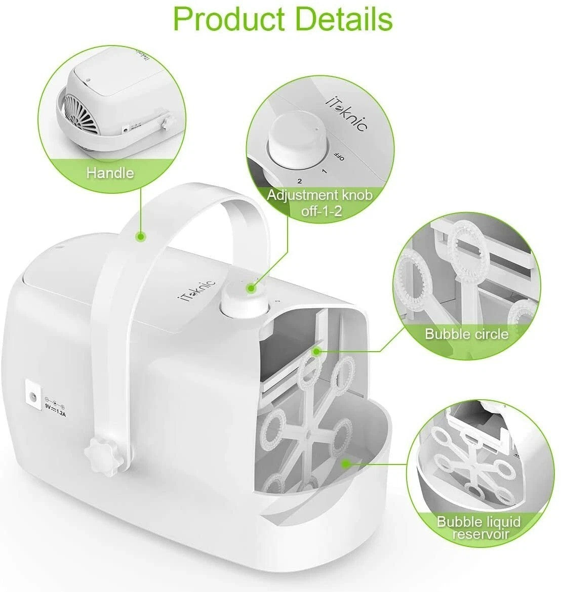 iTeknic Bubble Machine, Automatic Bubble Blower, Portable Auto Bubble Maker