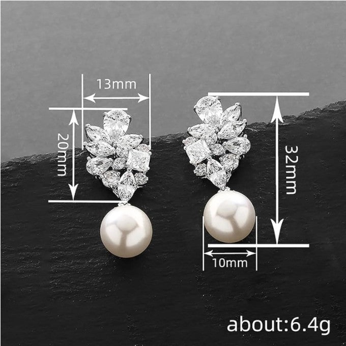 Luxury Elegant Imitation Pearl Dangle Earrings Women Wedding Trendy Jewelry