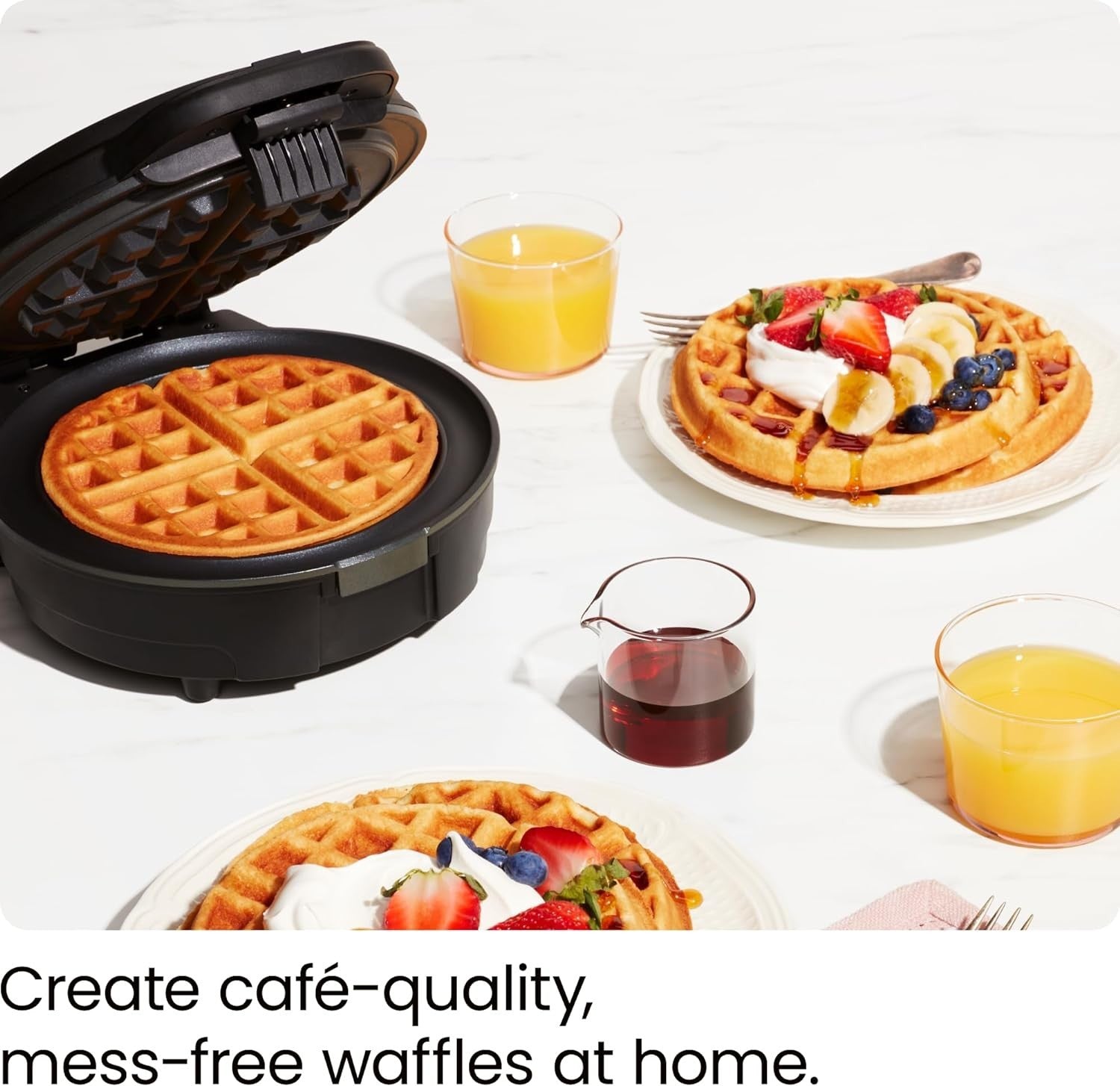 Chefman Anti-Overflow Belgian Waffle Maker wShade Selector, Temperature Control