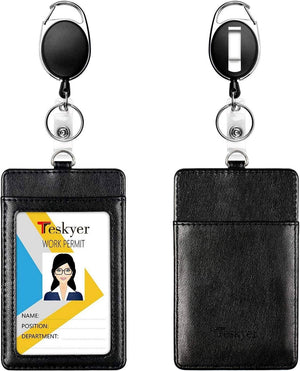 Teskyer 2 Pack Heavy Duty Retractable Badge Holders with Carabiner Reel