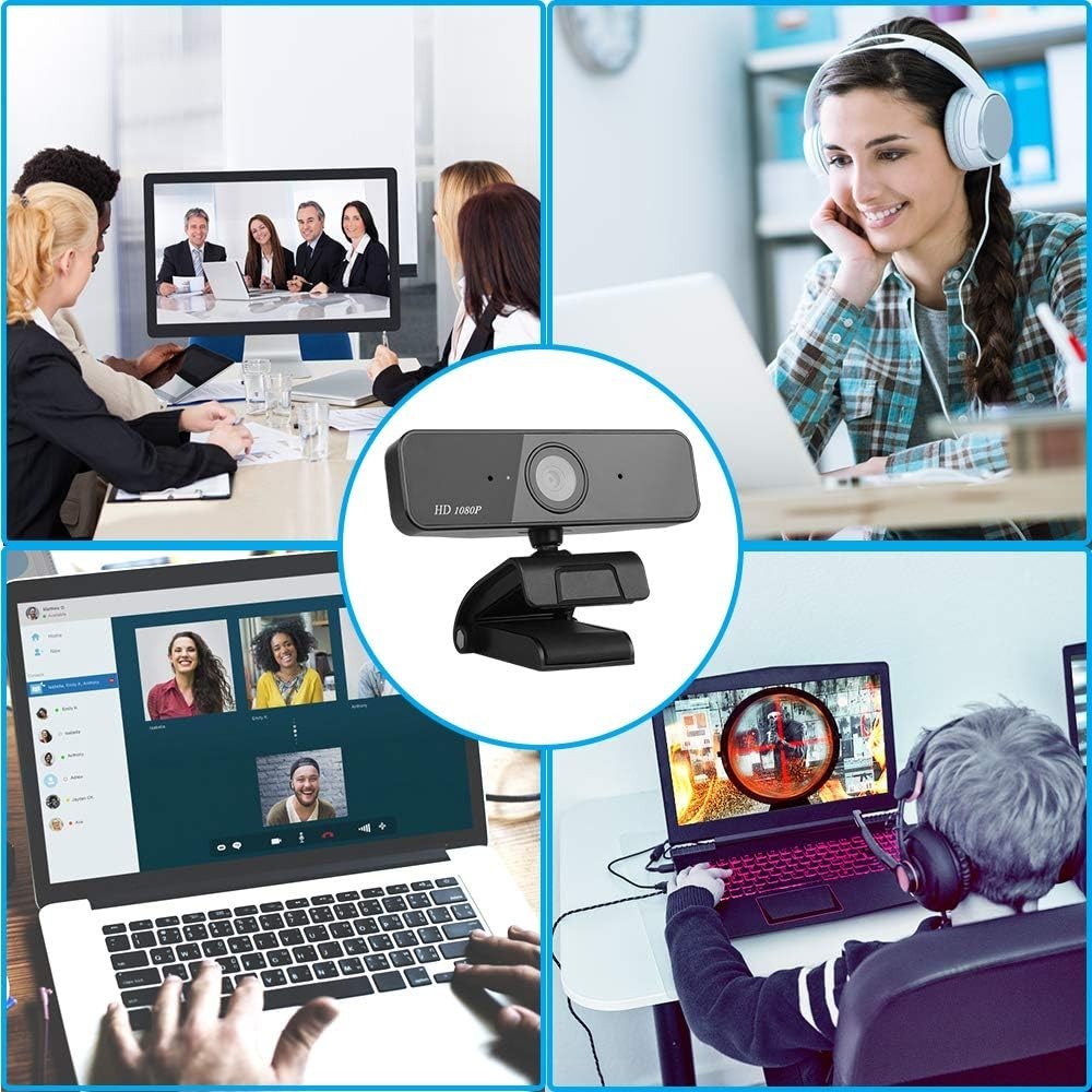 Aqonsie 1080P Webcam with Microphone, Auto Focus Full HD Computer Webcam 360