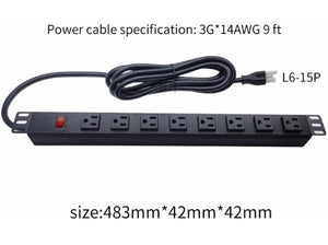 8 bit 15P Brushed Aluminum Alloy Process 14AGW 9 ft Cable 1U Rack Mounted