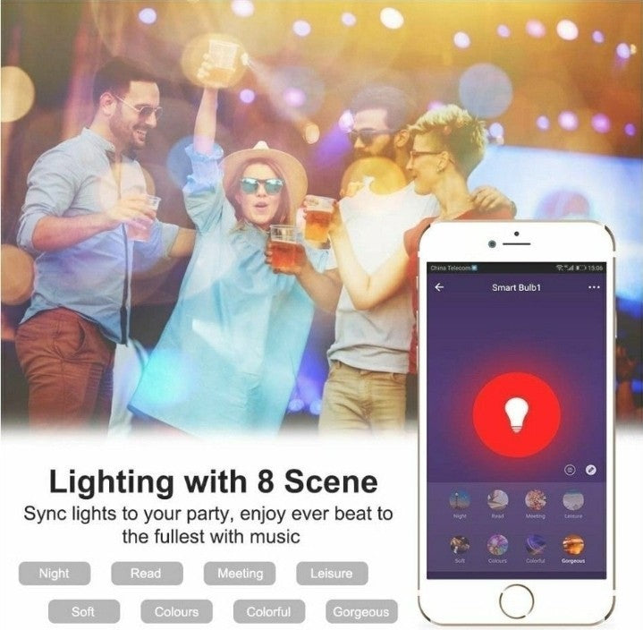 Smart WiFi Light Bulb,Color Changing Bulb Smart Light Bulb Multicolor Dimmable