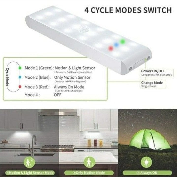 LED Closet Light, 18-LED Motion Sensor Dimmable Under Cabinet Light Rechargeable