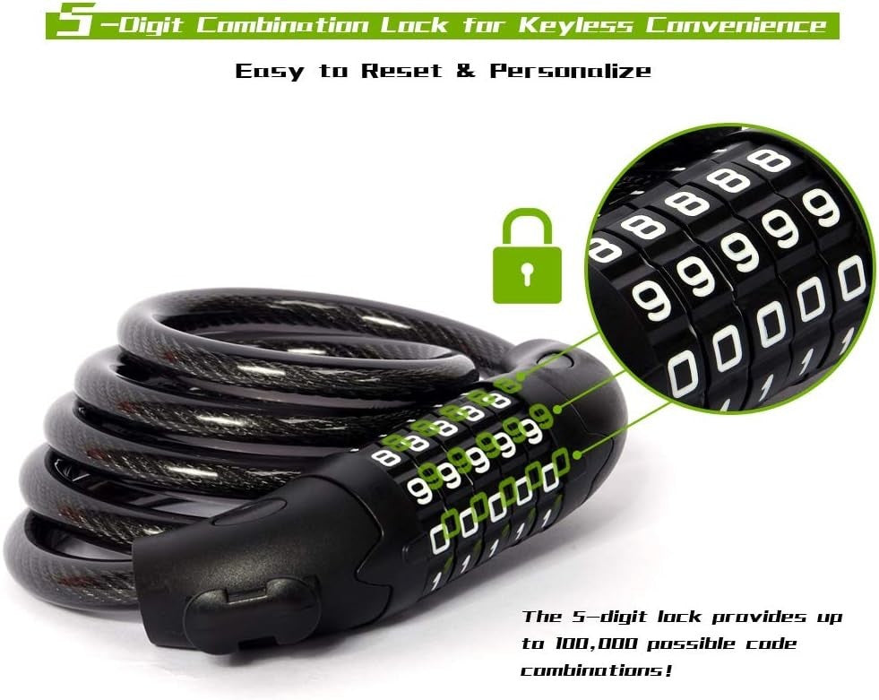 Bike Lock, High Security Bicycle Lock, Bike Cable Locks with Mounting Bracket