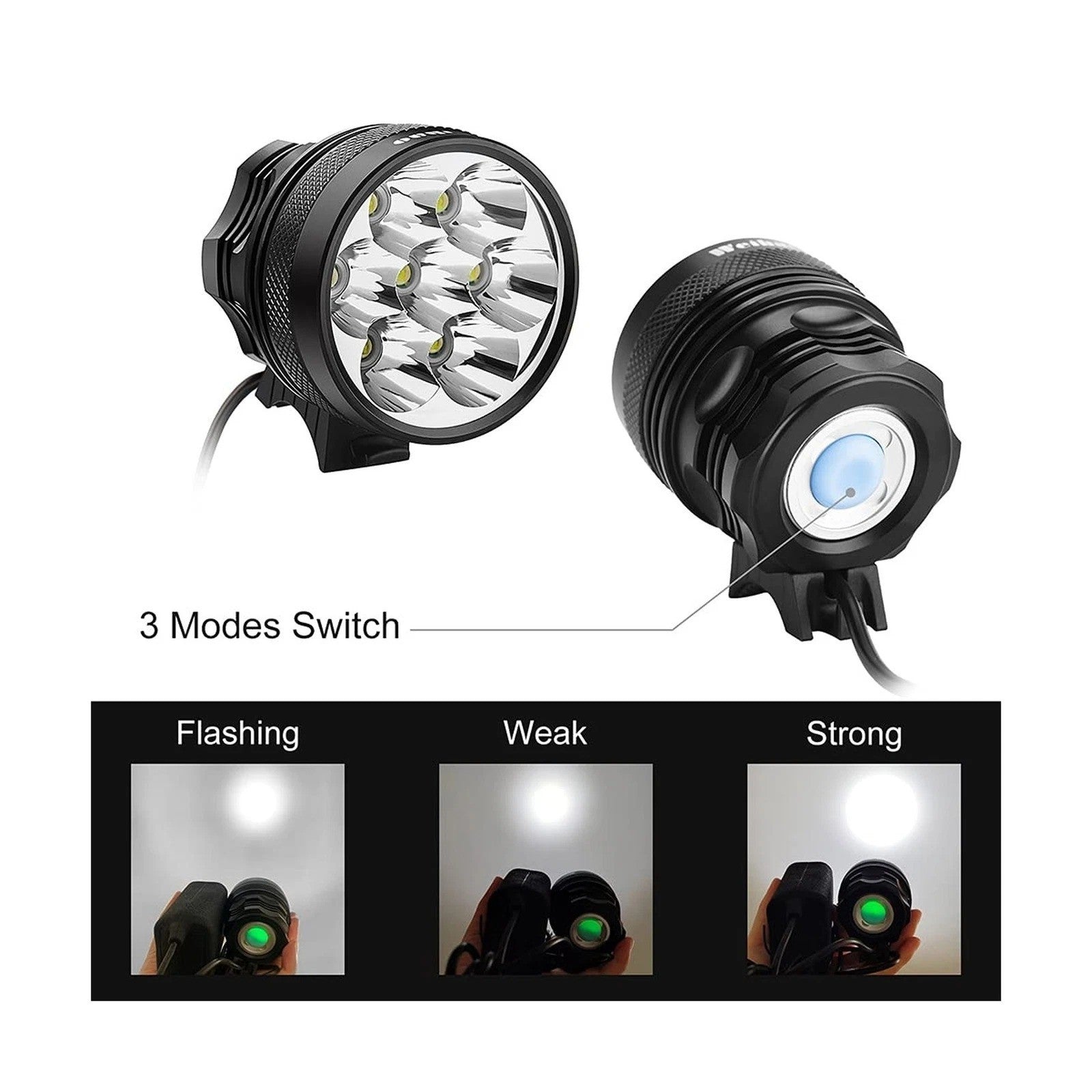 Weihao Bicycle Headlight, 10500 Lumens 7 LED Bike Light Waterproof Mountain Bike