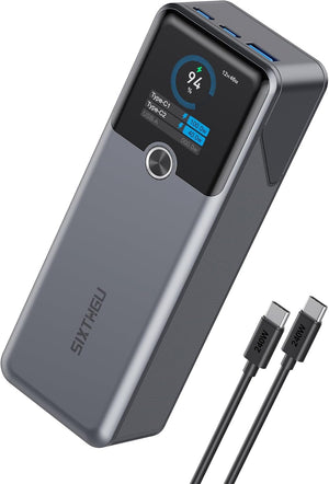 Laptop Power Bank, 3-Port 20,000mAh Portable Charger with 200W Max Output, PD 3.1 Fast Charging, Flight-Approved for Travel, PowerTower, for MacBook, iPhone 17/16 Series (Grey)