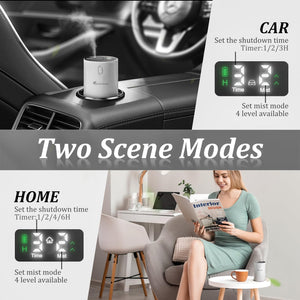 Waterless Diffuser for Essential Oil - Aromatherapy Diffuser for Home with Battery Indicator, Portable Scent Air Machine 123&Continuous Mist,Timer Function,500Sq.Ft Scent Coverage (Cream White)