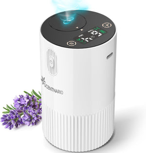Waterless Diffuser for Essential Oil - Aromatherapy Diffuser for Home with Battery Indicator, Portable Scent Air Machine 123&Continuous Mist,Timer Function,500Sq.Ft Scent Coverage (Cream White)
