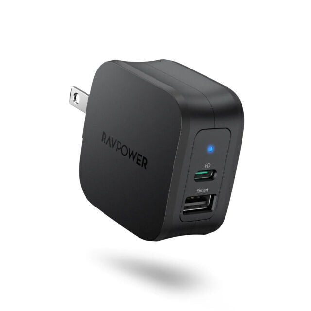 RAVPower USB C Charger 30W 2-Port Desktop USB Charging Station PC132